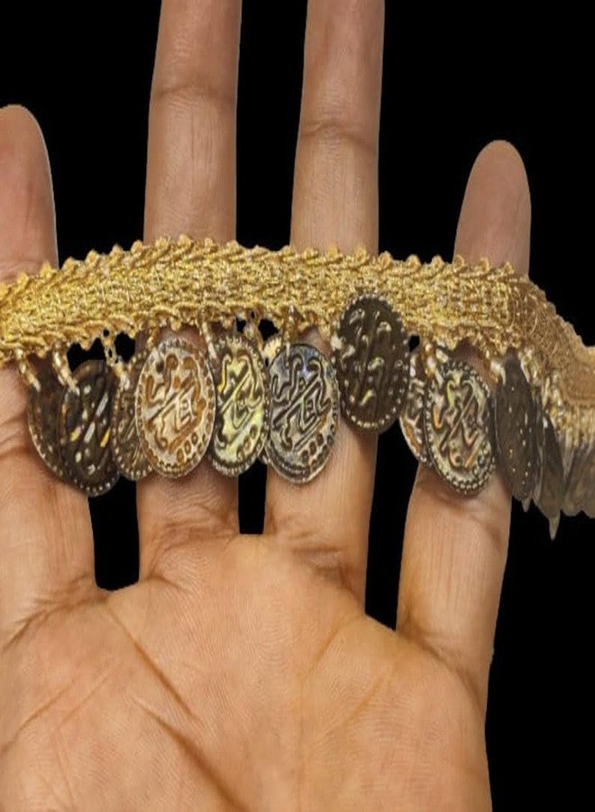 ANIDA LACE Handcrafted Beautiful Indian Coins Hanging lace/Trims/Dress Accessories/Decorations/Gift Decor etc Packing 9 MTR (Gold) - Image 1